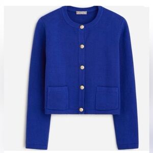 J.Crew Emilie Royal Blue Cardigan with Gold Buttons size L Classic
